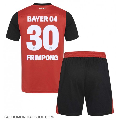 Maglie da calcio Bayer Leverkusen Jeremie Frimpong #30 Prima Maglia Bambino 2024-25 Manica Corta (+ Pantaloni corti)